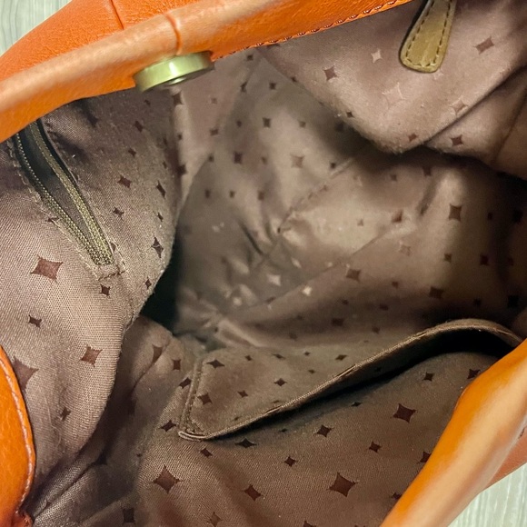 Fossil Vintage Orange Leather Large Crossbody Bag - Picture 10 of 10